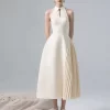 Women's Asymmetric Summer Dress - Elegant, Sleeveless, Hollow Out Design